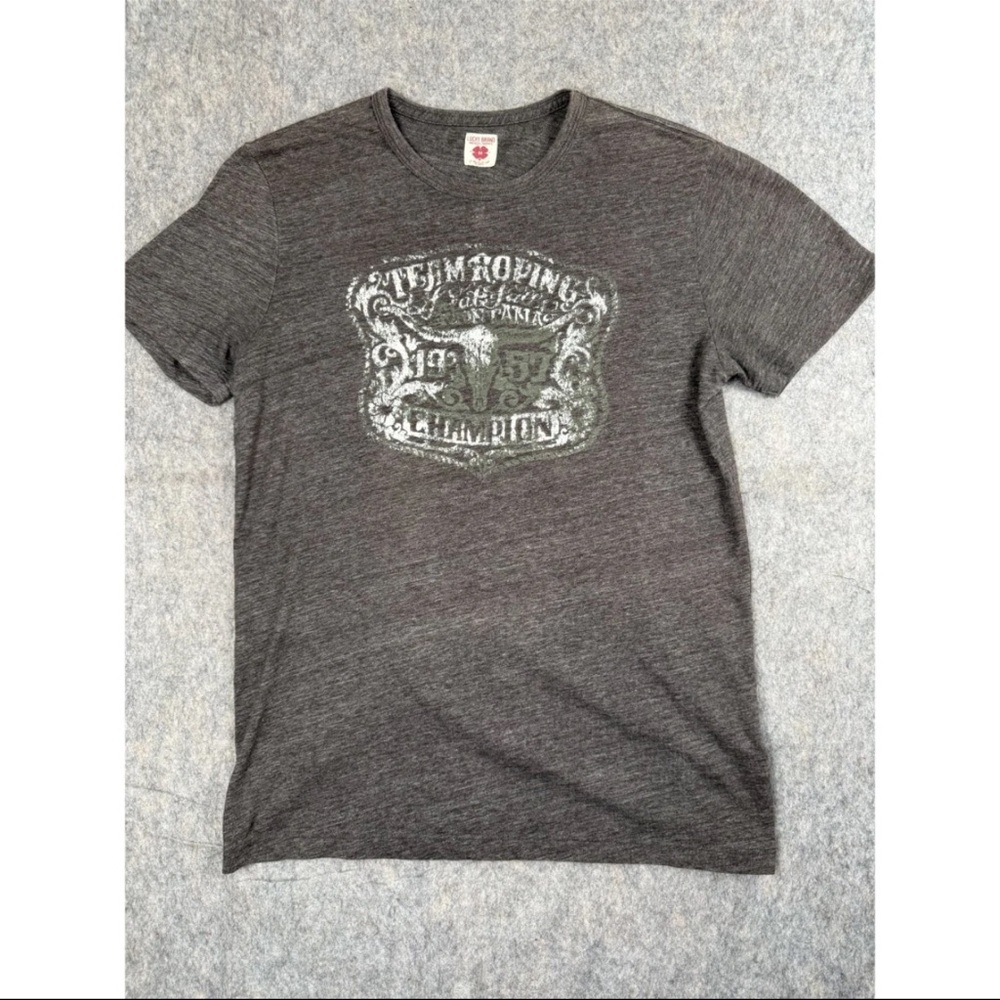 Lucky Brand T-Shirt Men's M Brown Team Roping Champions Graphic Short Sleeve Tee